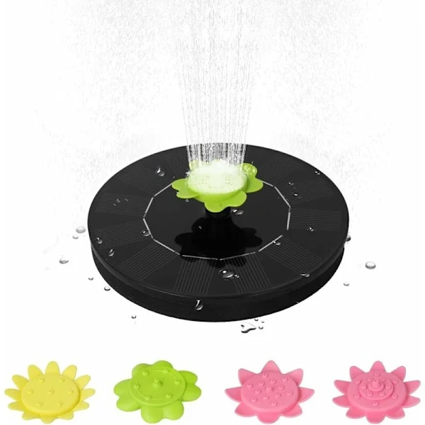 Utomhus solfontän 6V 1W solcellsdammpump med 5 munstycken fristående borstlös utomhus vattenpump för pool damm trädgård uteplats T-Audacity