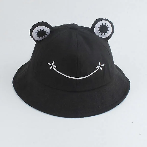 Vuxen Tonåring Grodhatt, Söt Groda Bucket Hatt, Bomulls Bucket Hatt Rolig Hatt Bucket Hatt Män Kvinnor (svart) (FMY)