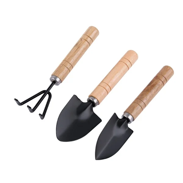 Trädgårdsredskapsset, set med 3 trädgårdsredskap för balkong, set med 3 trädgårdsredskap - Inkluderar: 1 planteringsspade, 1 blomsterkratta, 1 gaffel