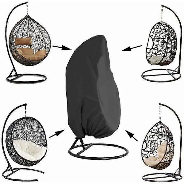 Stole Hænge Stol Betræk Have Rattan Flet Hænge Stol Vandtæt Betræk Æg Slipcover Vand- og Støvtæt Stol - 190 X 115cm, Sort [DB]
