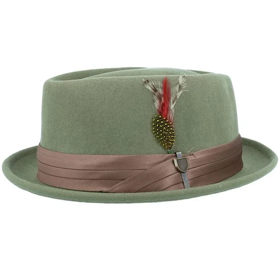 Brixton - Stout Olive Surplus/Bronze Pork Pie Porkpie Green Hat - @ Hatstore