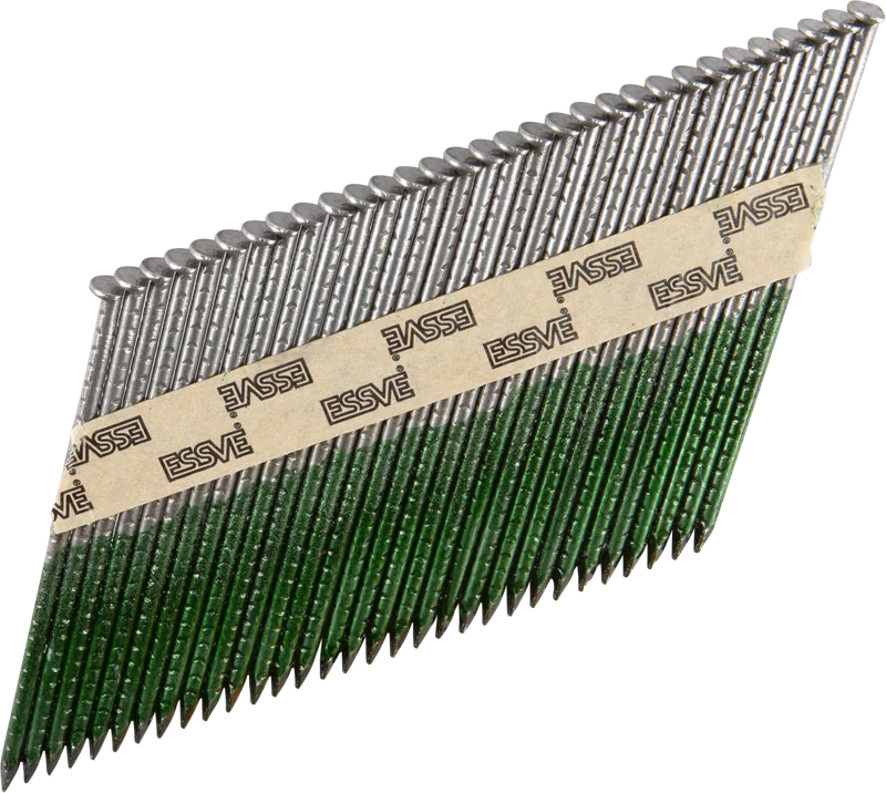 ESSVE 777415 Maskinspiker 34°, rettbåndet, hugget, blank 3,1 x 90 mm, 1200-pakning, Innfesting
