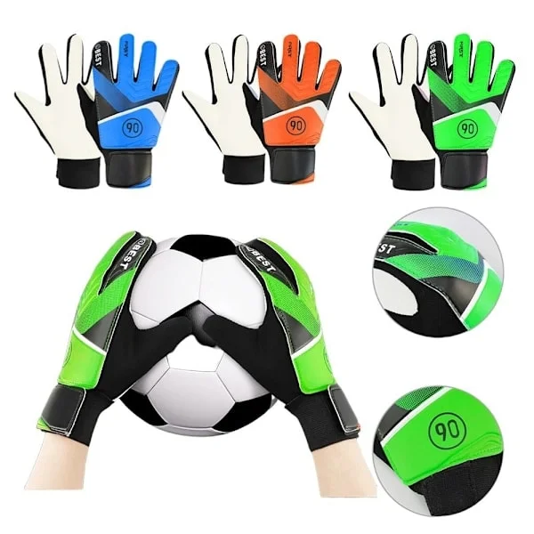 1 Pair Kids Soccer Goalkeeper Gloves Anti-Collision Latex PU Football Hand Protection Gloves Blue 6 Blue Blue 6