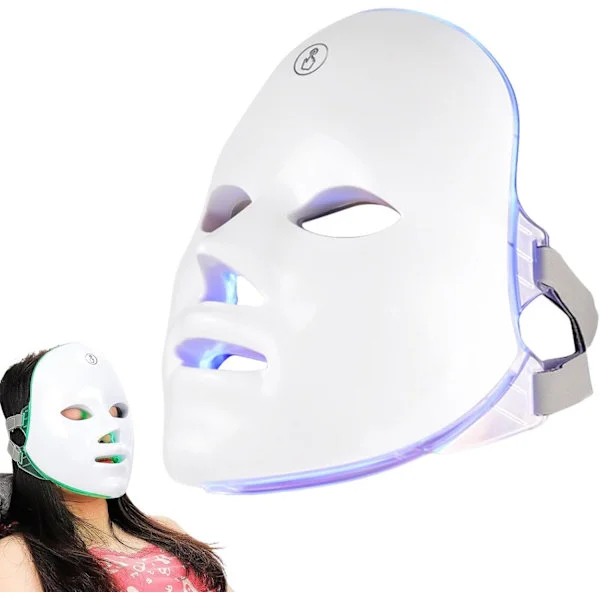 Ansiktsglødende maske 7-farget LED-glødende maske oppladbar LED-skjønnhetsmaske hjemme hudpleieverktøy