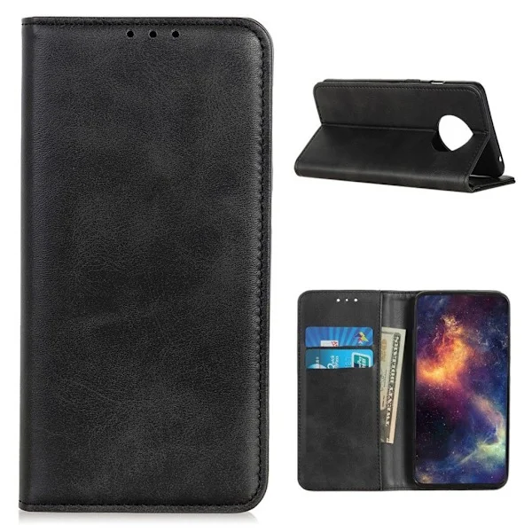 Äkta läder Xiaomi Redmi Note 9T / Xiaomi Redmi Note 9 5G fodral - Svart