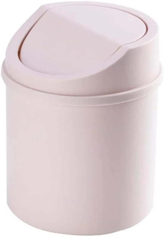 Mini papirkurv, lille papirkurv, bordpapirkurv, kreativ flip-skrivebord mini papirkurv, pink
