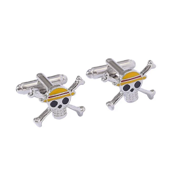 [KK] One Piece Luffy Skull Cufflinks Anime Cufflinks Compatible with Men Boys Shirt Cufflinks