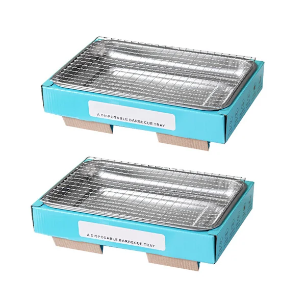 Engangs kullgrill, bærbar grill, liten kullgrill for bakgård, camping, yachter (2 stk)