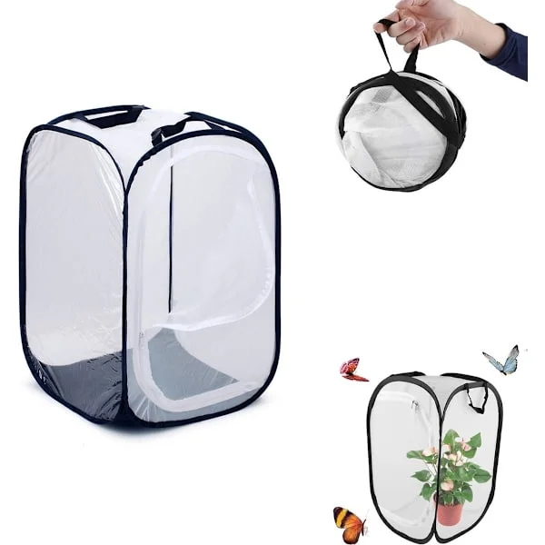 Insektsnät - Insekts- och fjärilshabitatbur - Insektsodlingsnät - Insekthotell - Stor portabel - Insekt Monarkfjäril - Pop-Up Bibur