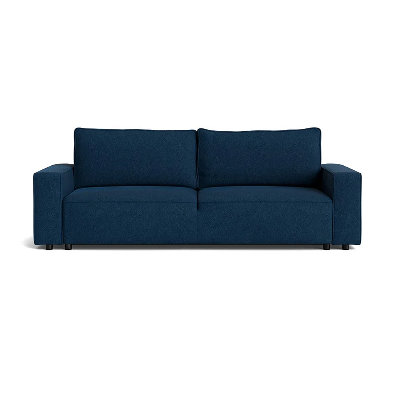 Venice 3-Sitzer-Schlafsofa, Stauraum, Aragon Blau, Modernes Design, Trendiges Sofa mit Bettfunktion und Bettkasten, Breite 90cm, Uni-Muster