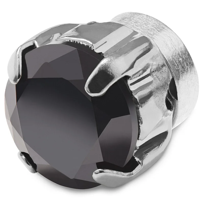 Round Black Crystal Magnetic Earring for Men - Magnetic earrings