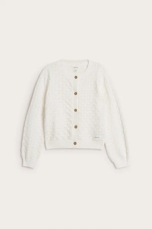 Newbie | Mönsterstickad kofta Offwhite 98/104 | Barn