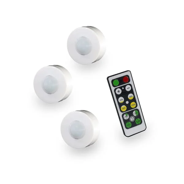 3 stk LED Trådløse Lamper med Fjernkontroll for Skap, Vitrine, Garderobe - Billige gaver