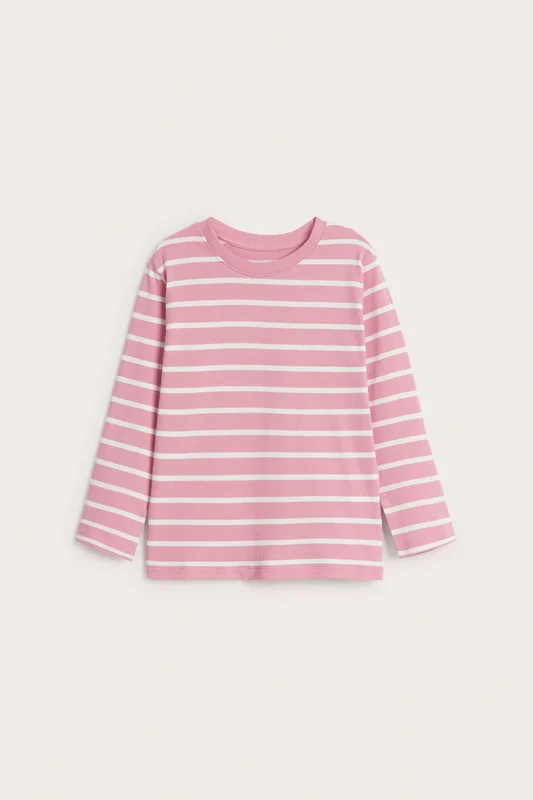 Kappahl | T-shirt z długimi rękawami, w paski Różowy 98/104 | Dziecko