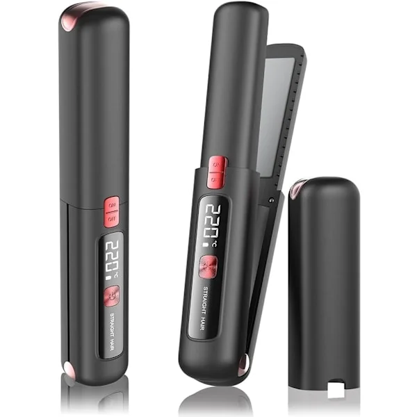 Sladdlös Plattång och Locktång 2 i 1 Mini Lättvikt och Liten USB Uppladdningsbar med 4500mAh Batteri 10s Snabb Uppvärmning Portabel Keramisk Platt