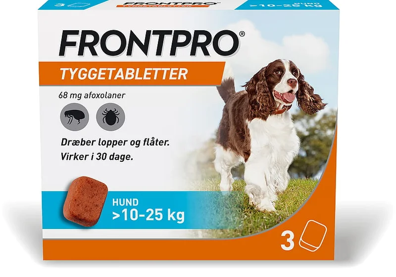 Frontpro Hunde Tyggetabletter 3 stk L, 10-25 kg, Medicin & Pleje, Flåter & Lopper, Flåt- Og Loppemiddel Til Hunde