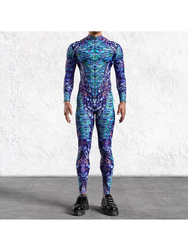AliExpress - Cooler Herren Schwarzer Jumpsuit Cyberpunk Romper Halloween Karneval Party Cosplay Steampunk Kostüm Party Fighter Elastischer Bodysuit