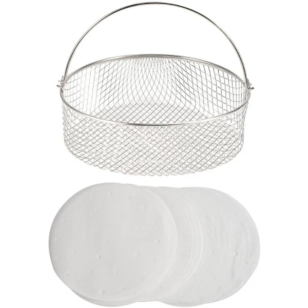 Airfryer Basket Steamer Basket for Ninja Foodi 6.5, 8Qt, Airfryer Basket, Airfryer Crisper Basket with Handle