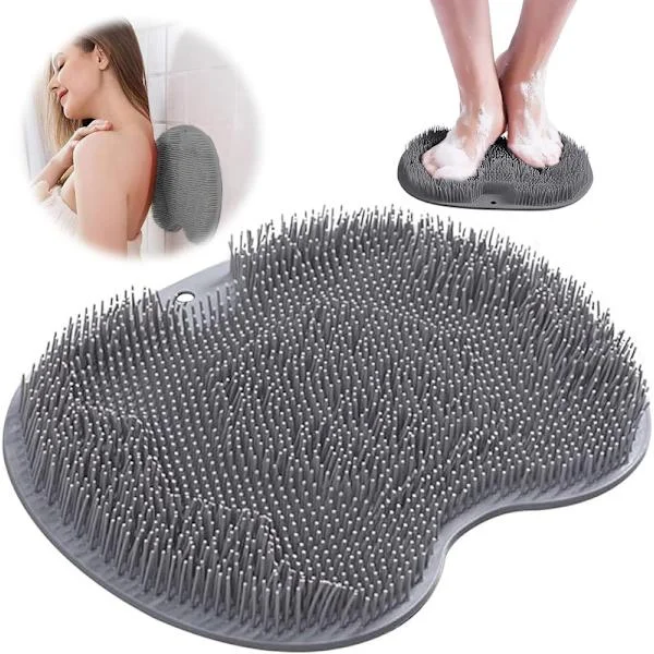 Foot and Back Scrubber for Shower – Wall Mounted, Bathroom Foot Massage Pad, Silicone Suction Non-Slip, Shower Foot Scrubber Mat, Exfoliating Bath Pad