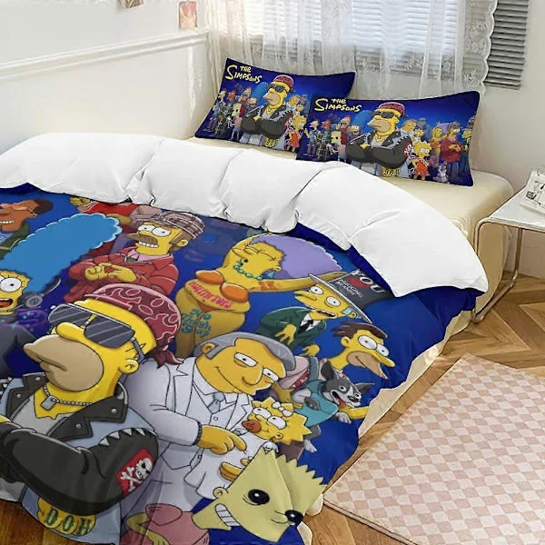 x240 The Simpsons 3-Piece Bedding Set Warm and Comfortable Soft Duvet Cover Bed Set with 1 Duvet Cover and 2 Pillowcases for Bedroom b24