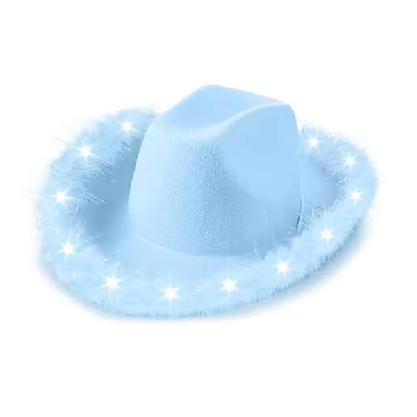 LED Hatt Western Cowgirl Hatt Bred Brim Lysande Hatt Mode Populär Hatt Musikfestival Party Hatt Scenföreställningar Hatt Vit