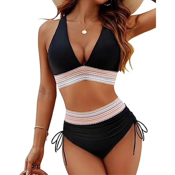/NN/Sommar Høyt Liv Bikini for Kvinner med Magekontroll Svart black L