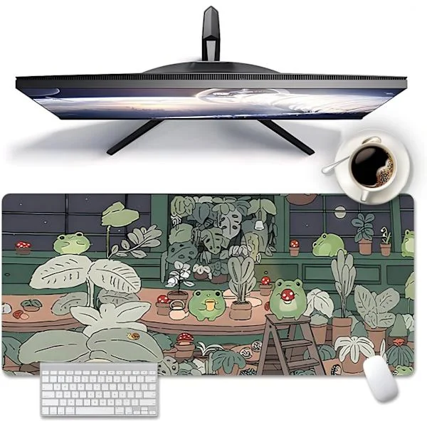 Desk Mat Gaming Mouse Pad Green Frog Desk Pad Cute Cat Mouse Pad Large Mouse Pad 80x30 cm (Frog)