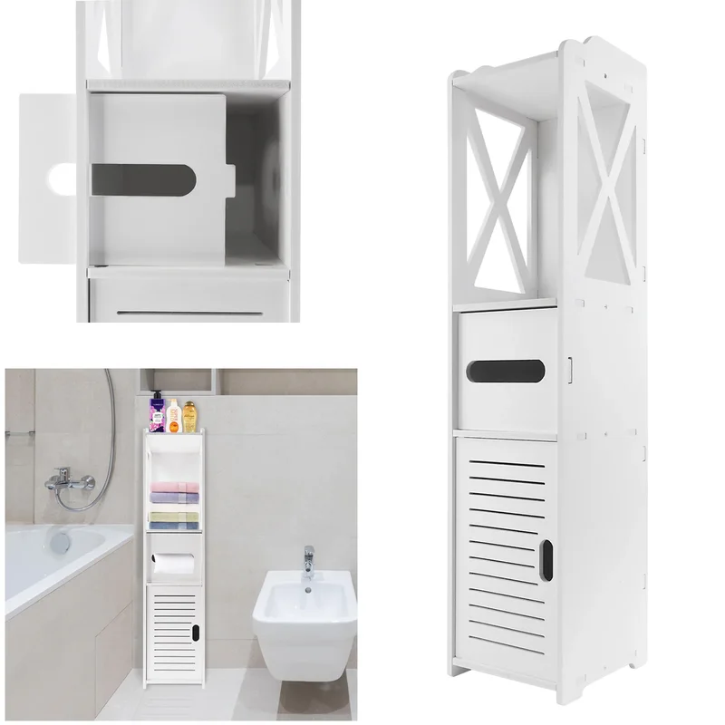 AliExpress - Moderner Hochschrank, weiß, aus Holz-Kunststoff-Verbundplatte, Tisch, Aufbewahrung, schmale Schublade, Regal, Badezimmerregal, 