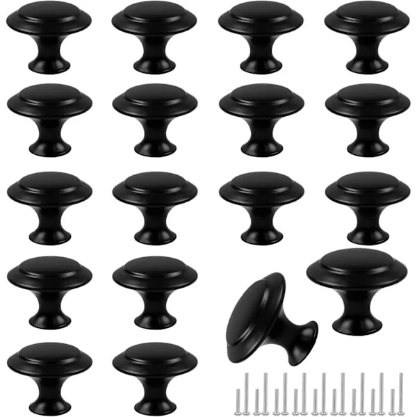 18 stk. Skuffeknotter, 30 mm Svarte Skap Knotter, Skuffe Håndtak og Knotter, Kommode Knotter, Kjøkken Knotter, Kommode Skuff K