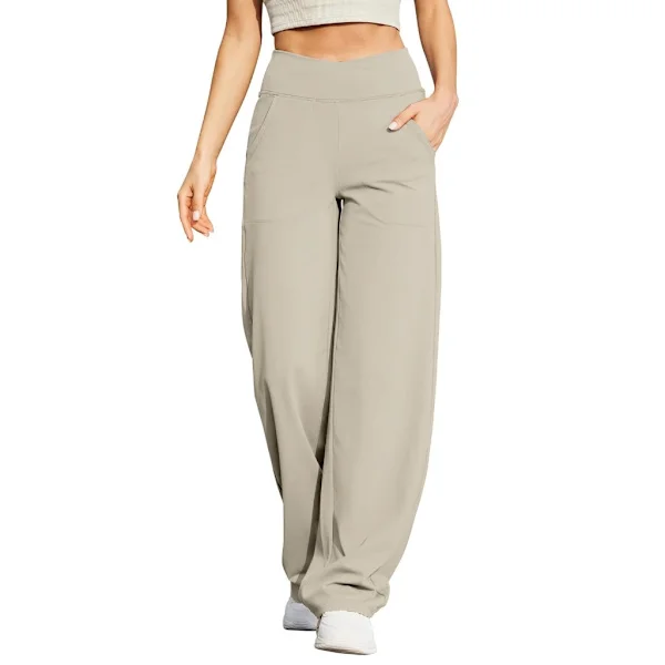 Dam vida ben dressbyxor stretch hög midja yogabyxor avslappnade byxor fickor