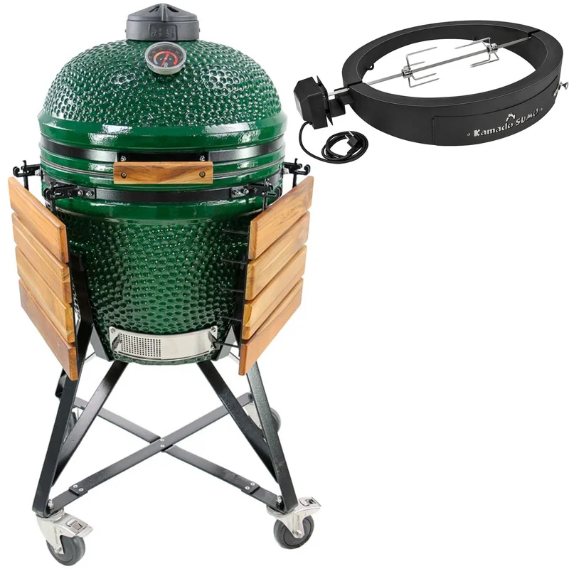 Kamado sumo SUMO Midi + Grillmesterens rotisseri og pizzaovn, grøn | KitchenOne