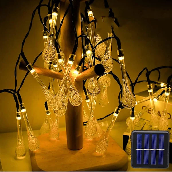 QQ-Halloween utendørs lysslynge, 30LED solcelledrevet 8 mønstre lysslynge, gårdsplass plen bryllup julefest vanntett dekorasjon varm