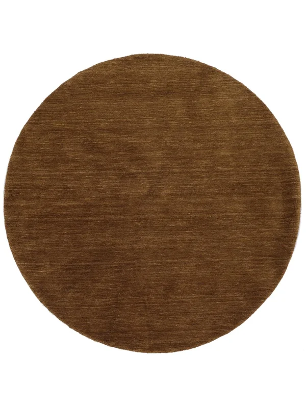 Plain (Single Colored) Small Handloom Rug - Brown Ø 100 Wool