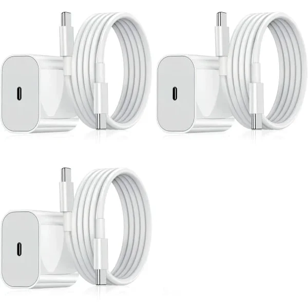 3-pak - Mobillader - Kompatibel med Samsung - Adapter + Kabel 20W USB-C Hvid 3-pak Samsung_max
