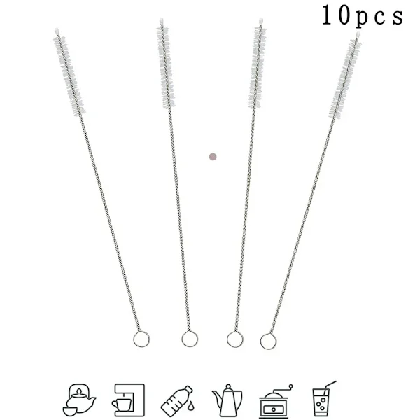 Rengöringsborste för helautomatisk kaffemaskin, 10-pack, liten & smal mjölkrörsborste, sugrörsborste, kylskåpsrengörare, flaskborste