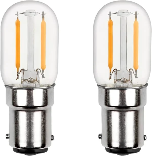 B15d LED Pære 220V Kold Hvid 6500K til Symaskine, 150LM, 2W Erstatter 15W B15d Halogenpære, Pakke med 2