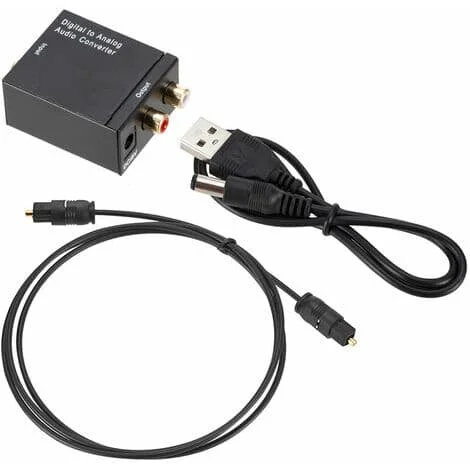 Digital till Analog Ljudomvandlare Optisk till RCA Ljud Switch Box Toslink Koaxial AV Switch Väljare Box, Svart