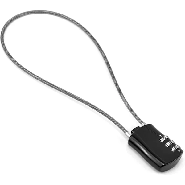 Retractable Cable Lock, Digital Combination Lock with 41cm Cable for Motorcycle, Bicycle, Snowboard, Ski, Luggage, Black