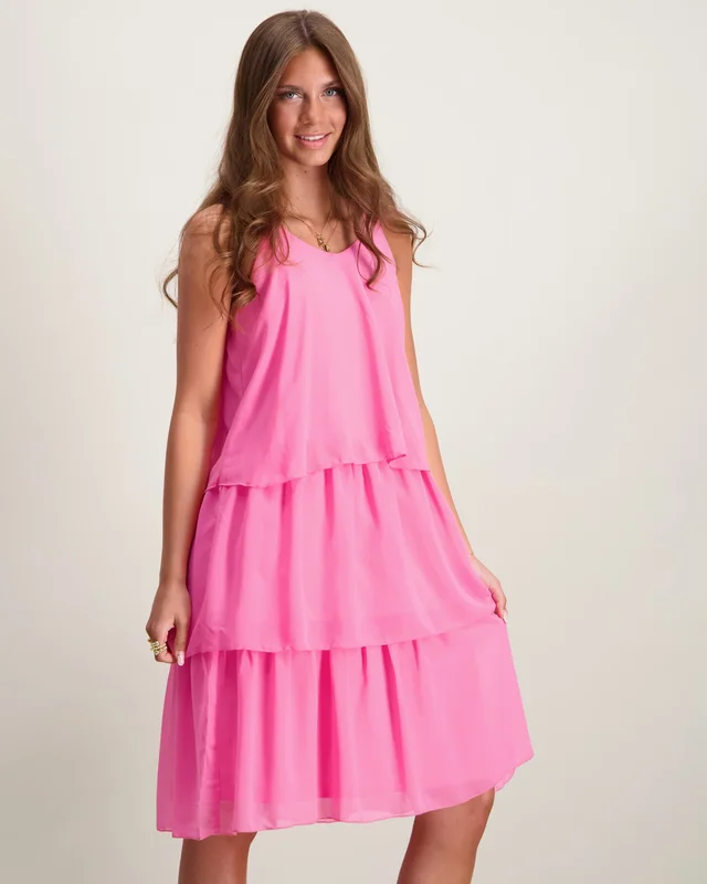 VERO MODA VMFELICIA STRAP RUFFLE DRESS WVN Roze Jurken Meisjes - Kids Brand Store