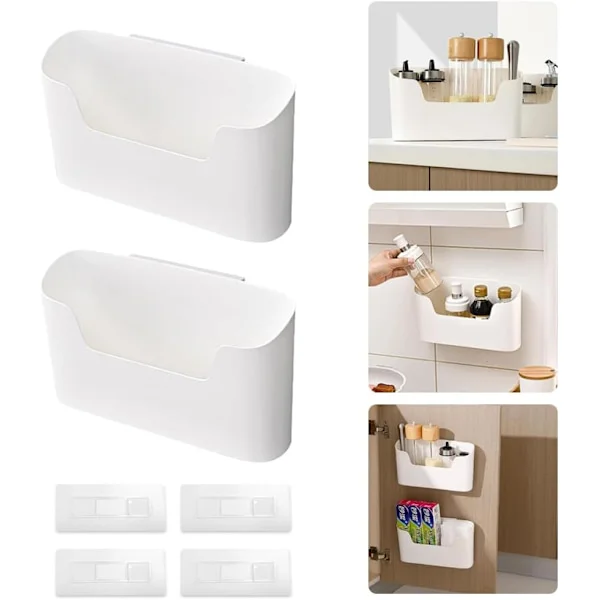 【YD】Low-price campaign 2 pcs self-adhesive wall-mounted storage boxes, storage box for kitchen cabinets, bathroom, refrigerator, small items_CJYCAS