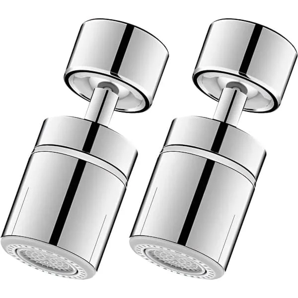 Kranförlängning-Krantillbehör- Kran-360° Kranluftare Diskho Stänksäker Kransprayförlängare och Diskho med 2 Sprayinställningar Silver 2