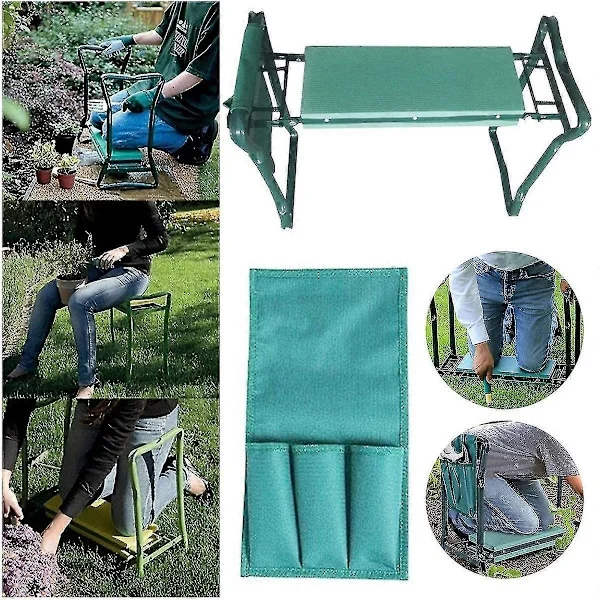 Bärbara Handtag Fällbar Knäböjsstol Utomhus Trädgård Picknick Grill Knäskydd Pall Mjuk Bänk