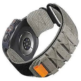 Compatible with Samsung Galaxy Watch Ultra 47mm Nylon Magic Tape Watch Band Military Style Adjustable Strap (Grey)