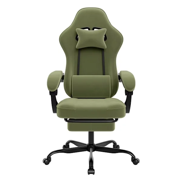 PC-pelituoli jalkatuella - Ergonominen työtuoli, säädettävä ristiseläntuki kilpa-autosuunnittelulla - Vihreä