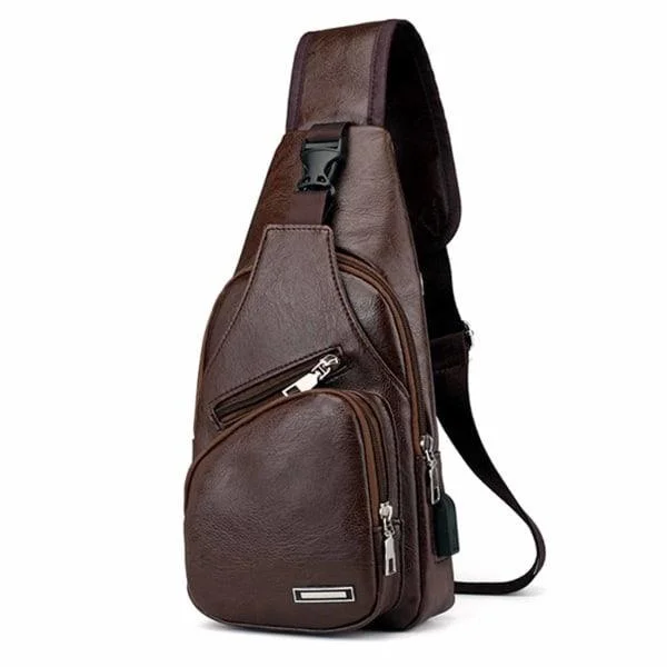 Men's Shoulder Bag Crossbody Bag Leather Dark Brown