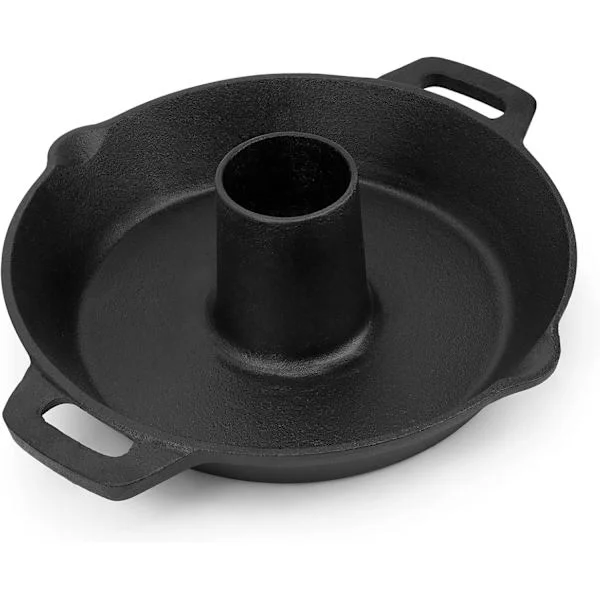 Stegeholder til kylling i støbejern til grill, kyllingefad til grill Ø 28 cm, tilbehør til Weber og Kamado griller
