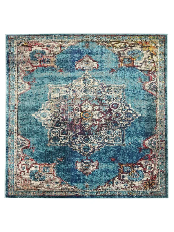 Balmoral 200X200 Dunkeltürkis Medaillon Quadratisch Teppich