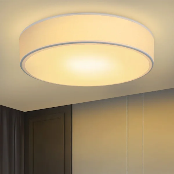 NETTLIFE Taklampa Sovrum Rund Taklampa - 1 Glödlampa E27 Vardagsrumslampa 30CM Tyg Modern Sovrumslampa Vit