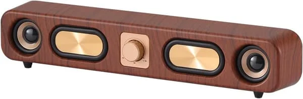 Tietokoneen kaiuttimet, PC-kaiuttimet, Retro USB Soundbar, puunsyykuvioinen USB-virtalähteellä toimiva 10 W:n stereo Soundbar pöytätietokoneille, 