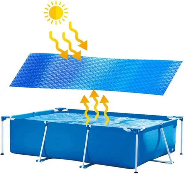 Boblefolie rektangulært solcover til swimmingpool | til udendørs havedam | 200 cm x 300 cm
